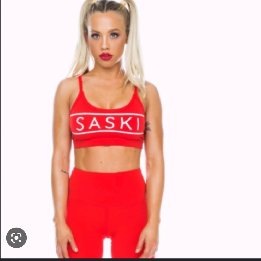Saski red sports bra